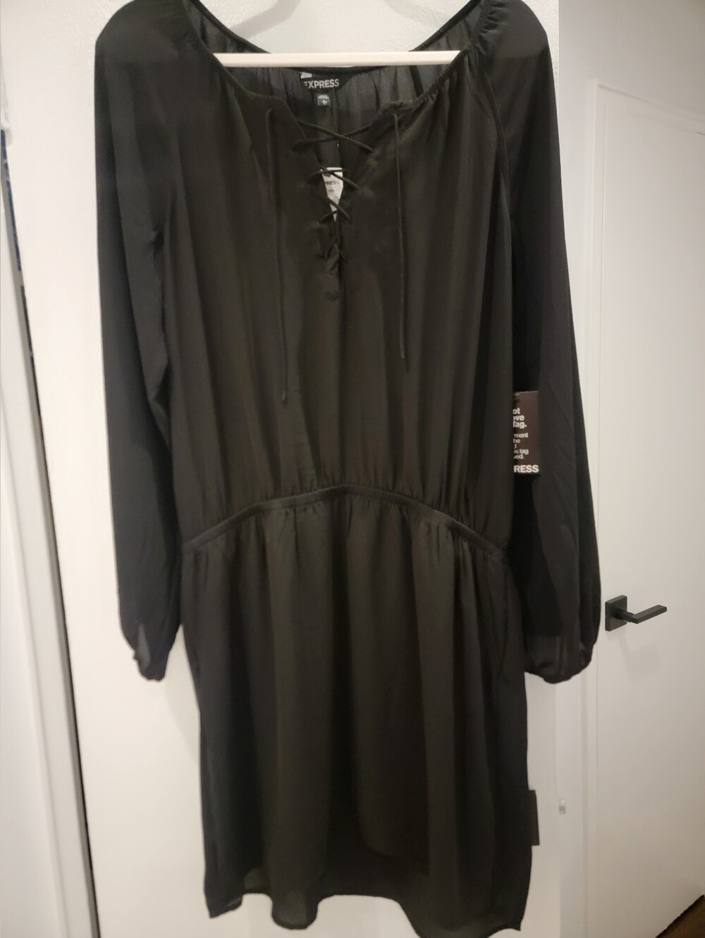 Express Black Lace-Up Long SleeveDress